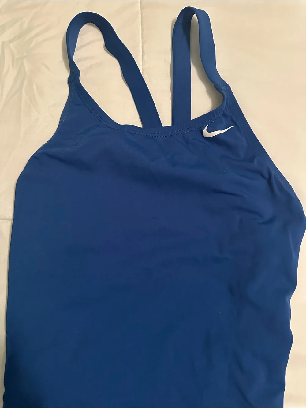 Nike Women’s One-Piece Swimsuit in Blue with White Swoosh